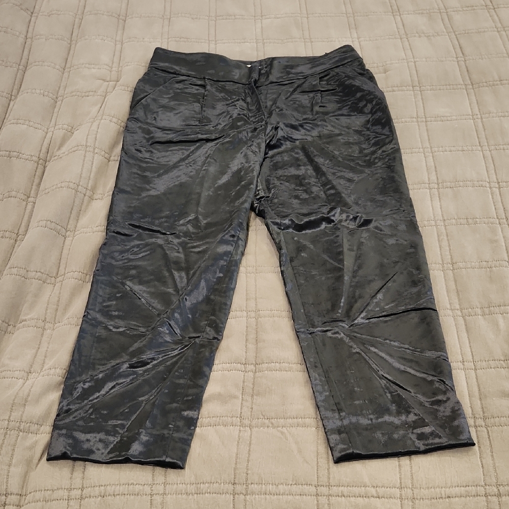 Chic Brunello Cucinelli High Waist Velvet Midnight Blue Cropped Pants Size 6!